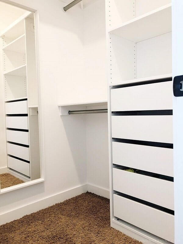 small walk-in closet | Small closet organization | walk-in closet | children's closet | kid's closet | DIY | budget upgrade | closet makeover | before and after | home improvement | maximize storage | organization ideas | storage ideas | closet ideas | bedroom closet | storage spaces | IKEA Pax