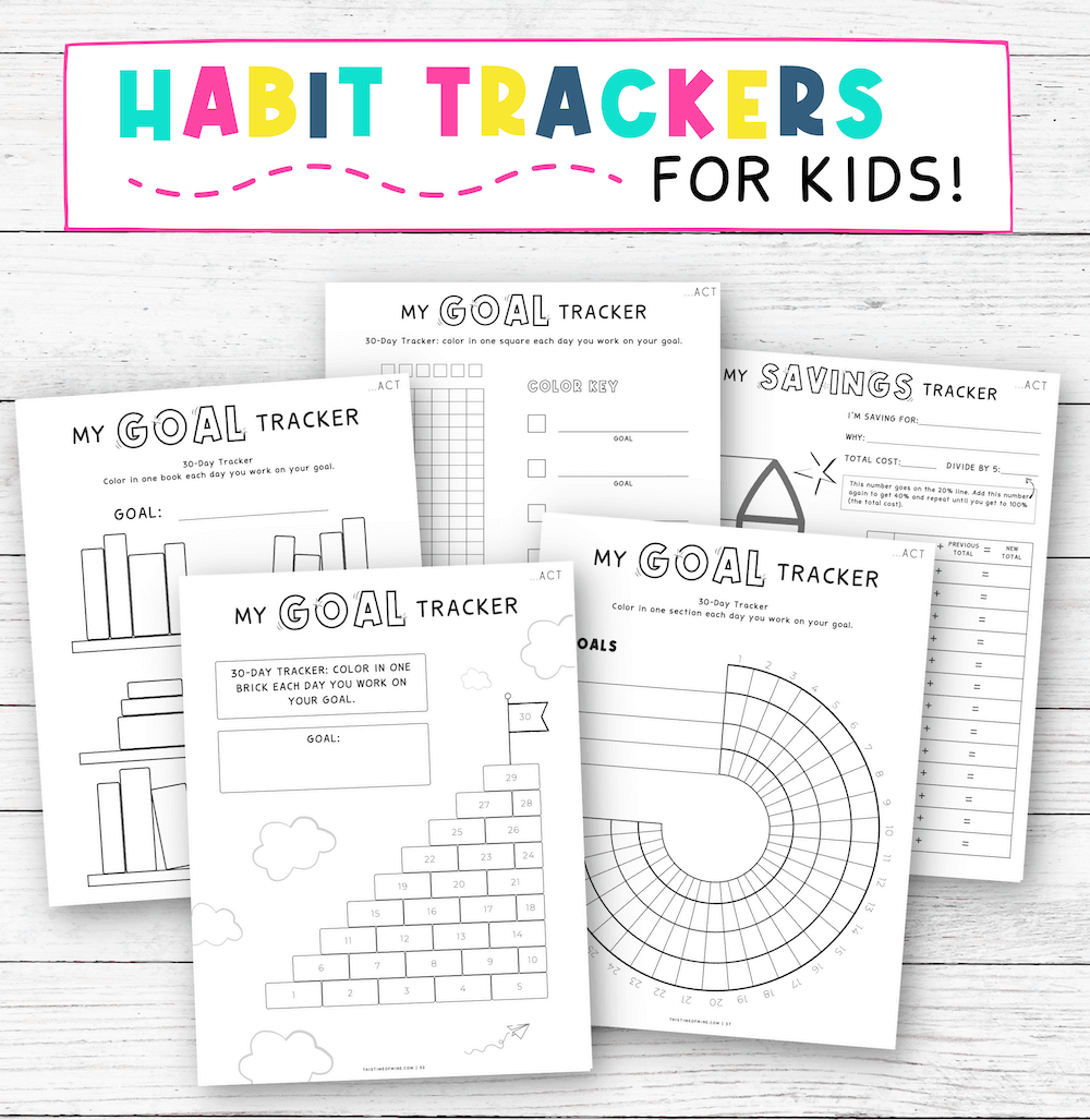goal and habit trackers for kids | This Time Of Mine