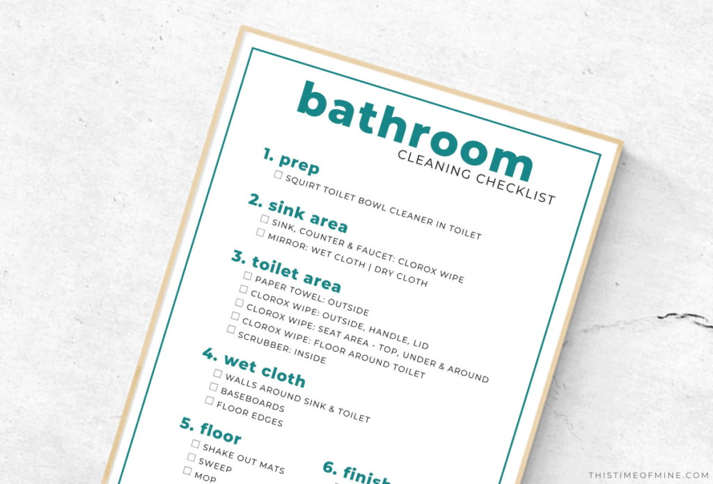 teach kids to clean the bathroom | checklist