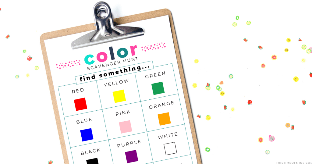 color scavenger hunt printable | This Time Of Mine