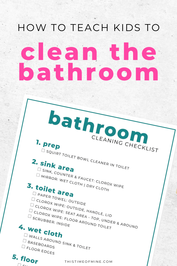 Bathroom Cleaning Kit for Kids {Free Printable Bathroom Cleaning