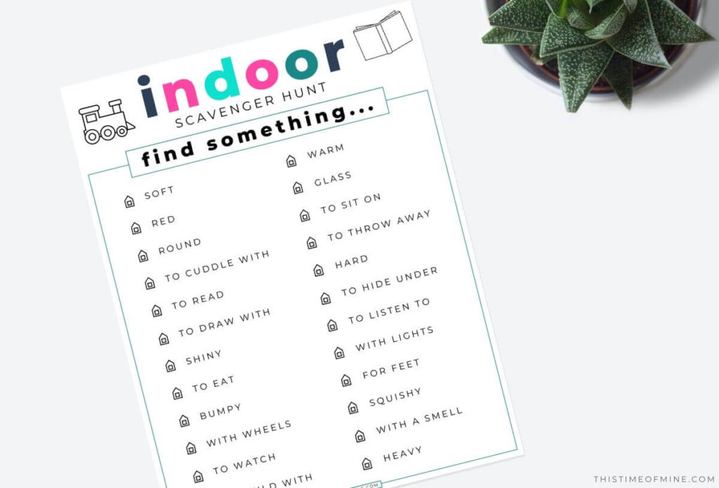 indoor scavenger hunt printable for kids | This Time Of Mine