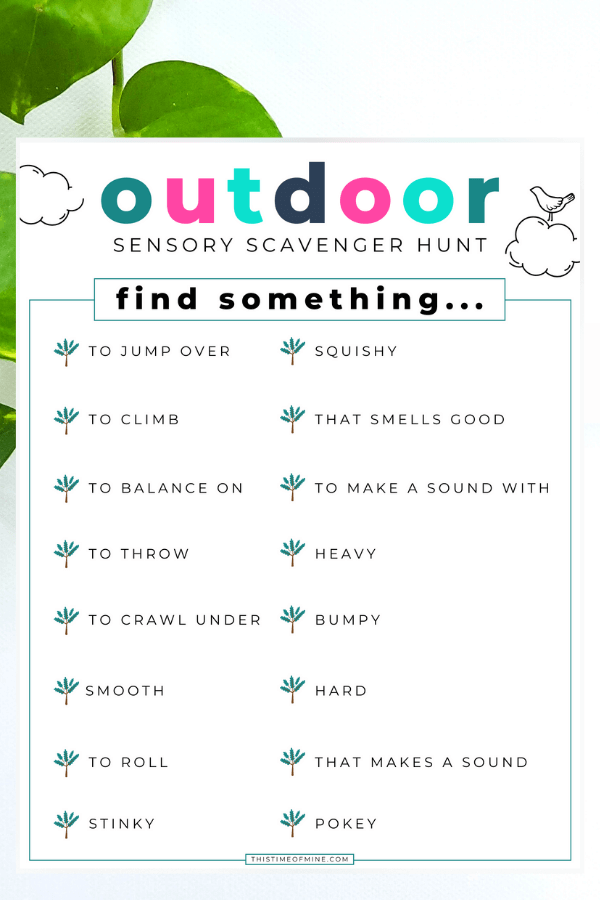 fun outdoor sensory scavenger hunt for kids this time of mine