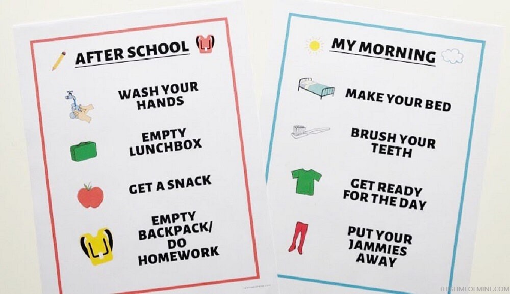 before and after school routines | routine chart | parenting | teaching responsibility